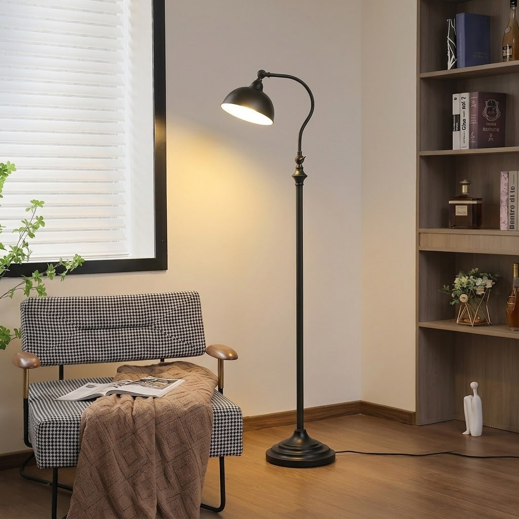 Vintage Adjustable Metal Floor Lamp – Industrial Reading Lamp