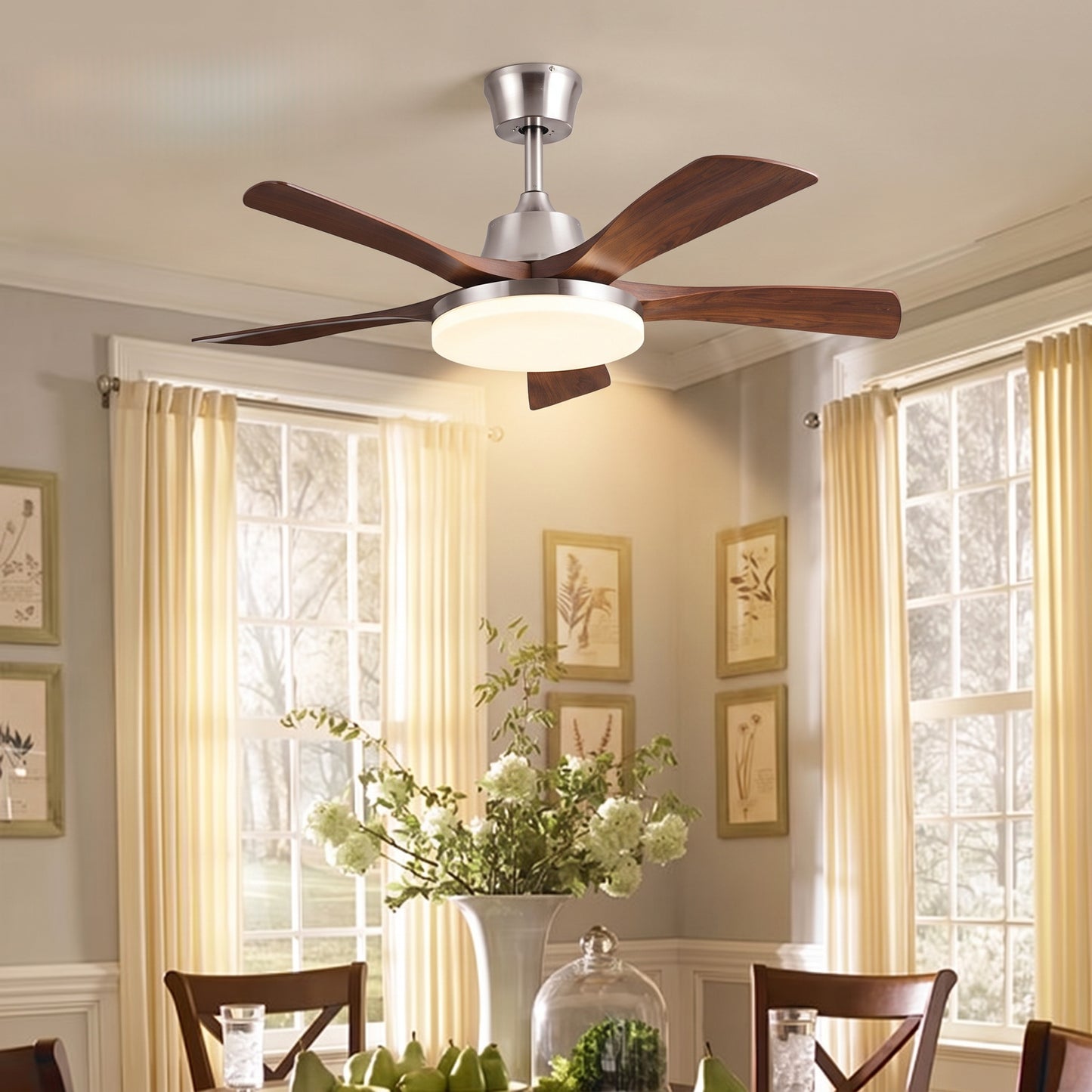 Modern 5-Blade LED Ceiling Fan - 40"/46"/56" Downrod & Flush Mount