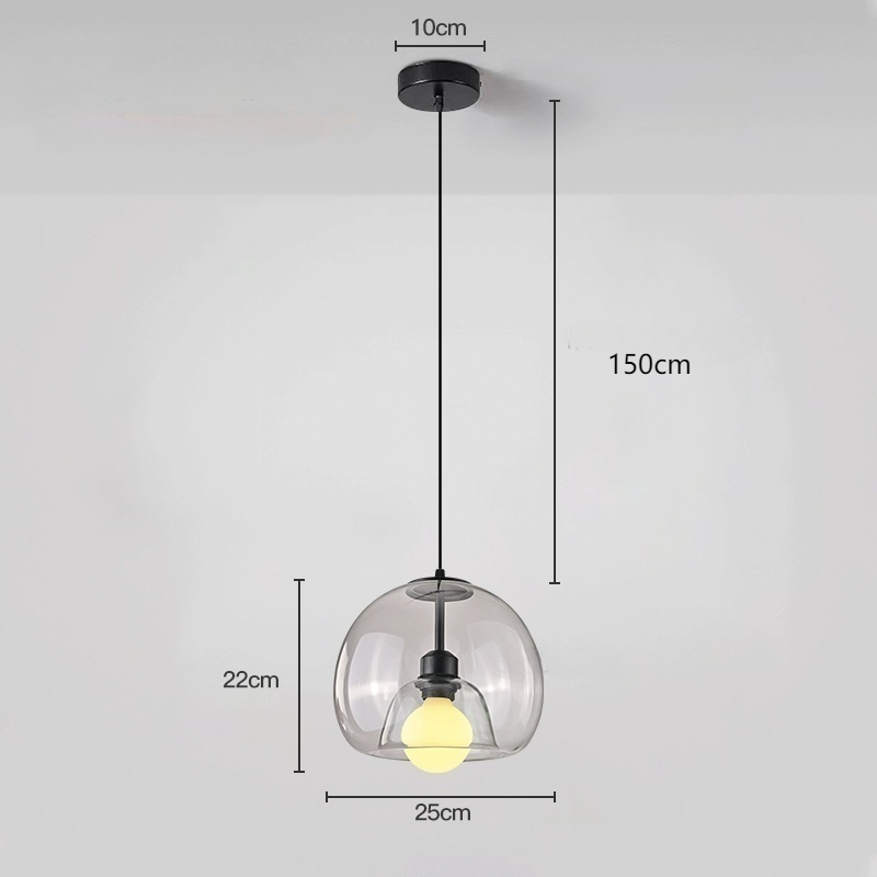 Spherical Glass Pendant Light Modern Double-Layer Globe Smoke & Amber Hanging Lamp