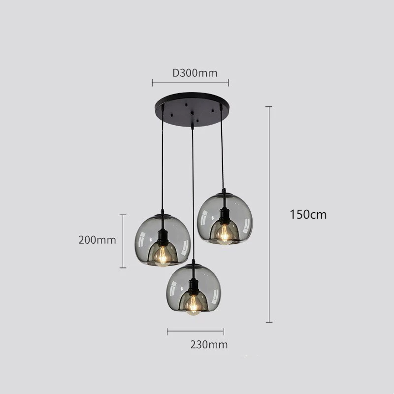 Spherical Glass Pendant Light Modern Double-Layer Globe Smoke & Amber Hanging Lamp