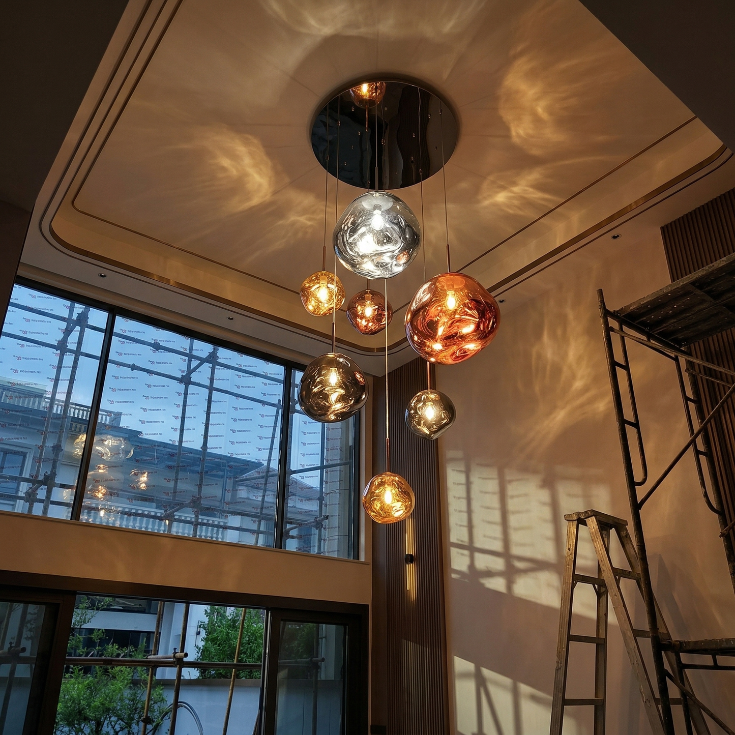 Modern Melt Pendant Light - Irregular Mirror Lava Glass Chandelier