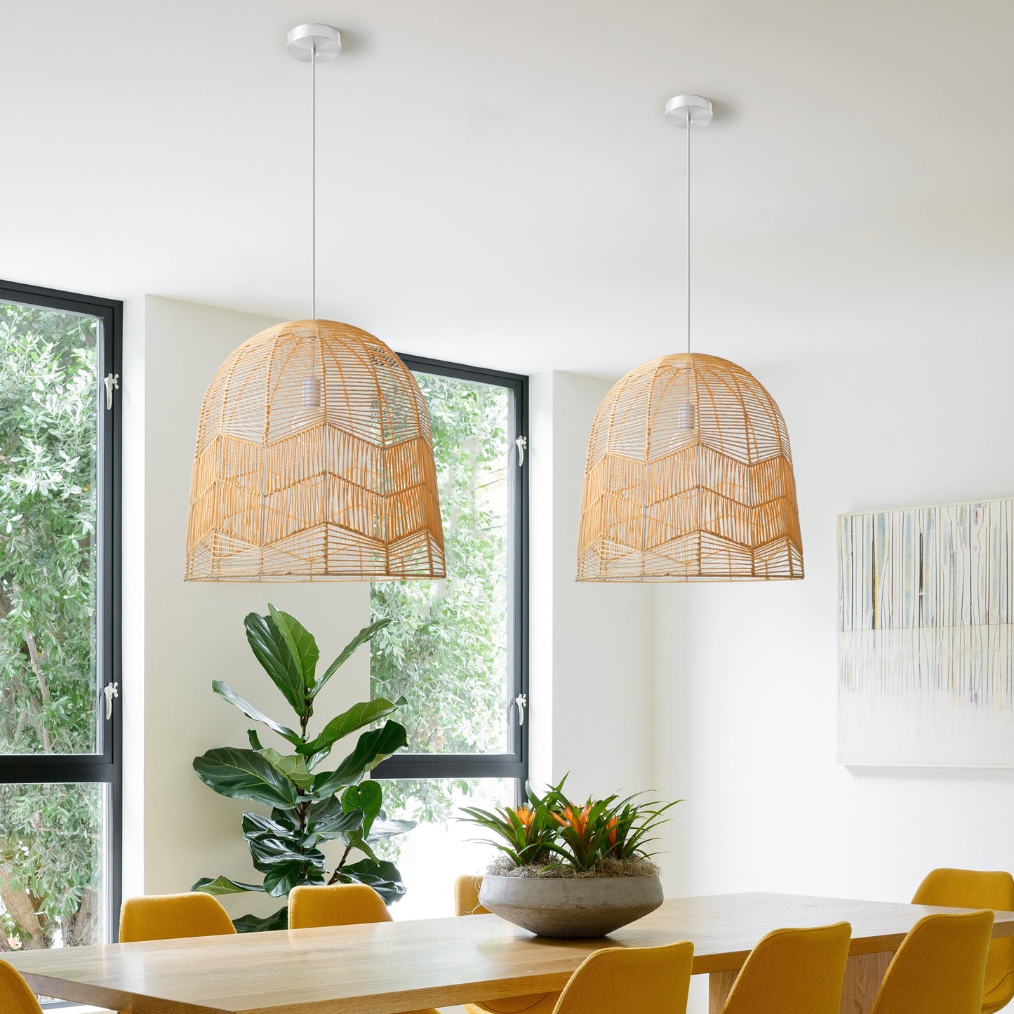 Rattan Pendant Light – Handwoven Natural Bamboo Ceiling Lamp