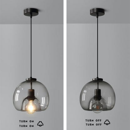 Spherical Glass Pendant Light Modern Double-Layer Globe Smoke & Amber Hanging Lamp