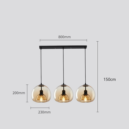 Spherical Glass Pendant Light Modern Double-Layer Globe Smoke & Amber Hanging Lamp