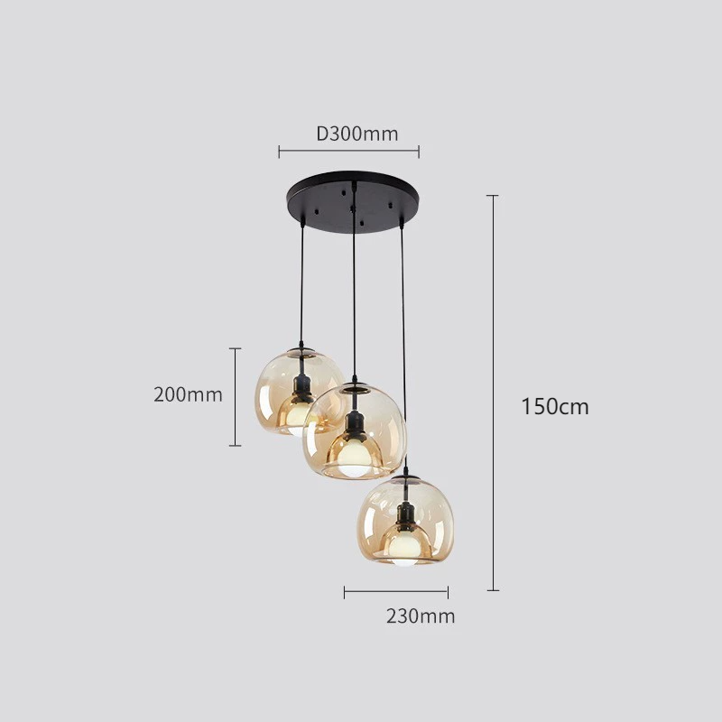 Spherical Glass Pendant Light Modern Double-Layer Globe Smoke & Amber Hanging Lamp