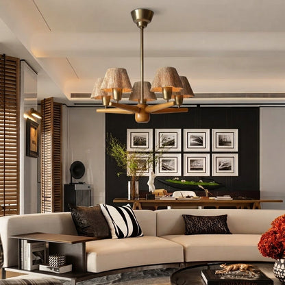 Mid-Century Solid Wood Ceiling Light for Dining Room