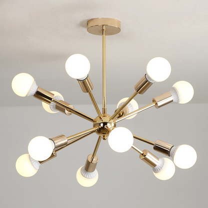 Modern Sputnik Chandelier - Mid-Century Gold Starburst Pendant Light