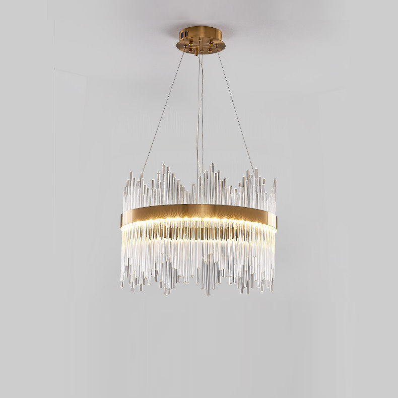 Modern Crystal Wave Chandelier - Luxury Gold Fringe Pendant Light