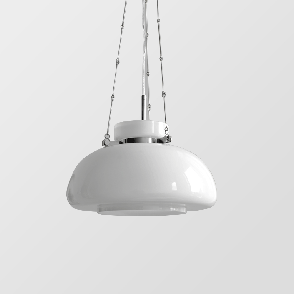 Mid-Century Modern Bauhaus Dome Glass Pendant Light -