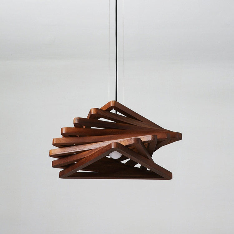 Modern Spiral Wood Triangle Pendant Light - Nordic Helical Chandelier