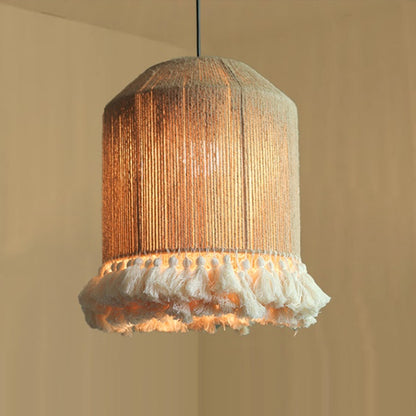 Modern Boho Jute Rope Pendant Light - Fringe Tassel Chandelier