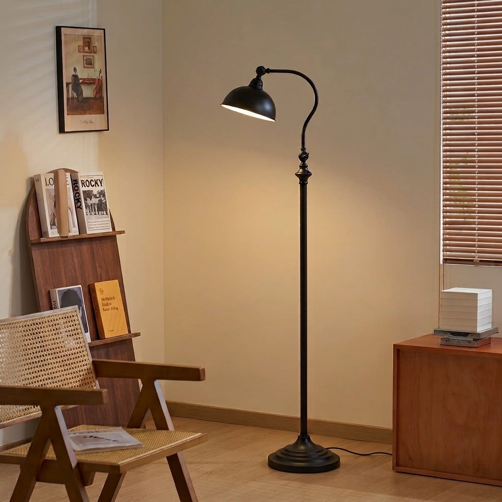 Vintage Adjustable Metal Floor Lamp – Industrial Reading Lamp