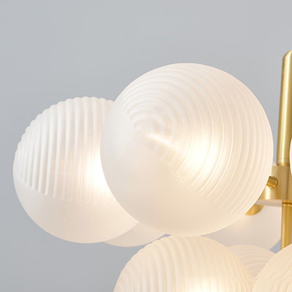 Modern Ribbed Glass Globe Chandelier - Nordic Brass Cluster Pendant Light
