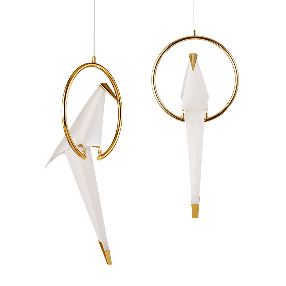 Single Origami Bird Pendant Light | Gold Modern Bedside Lamp