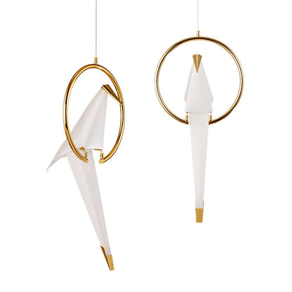 Single Origami Bird Pendant Light | Gold Modern Bedside Lamp