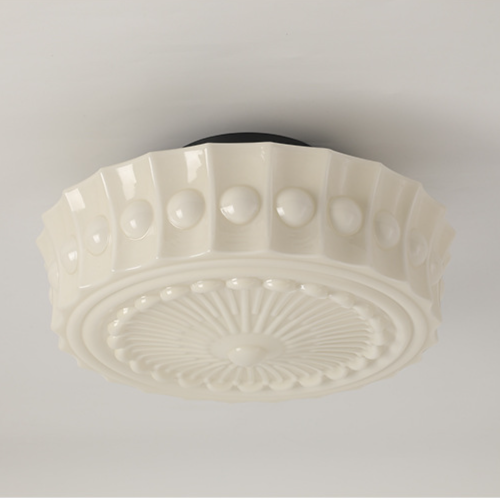 Vintage Hobnail Milk Glass Flush Mount - Retro Art Deco Ceiling Light