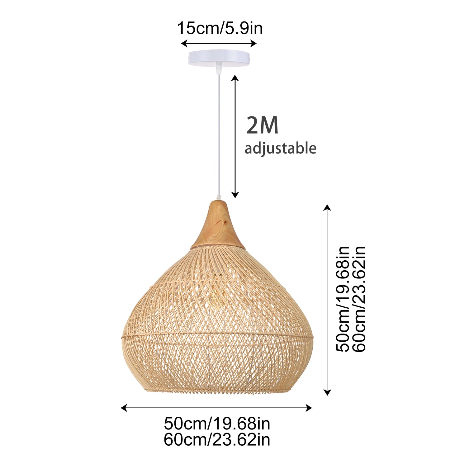 Modern Hand-Woven Rattan Pendant Light - Nordic Organic Teardrop Lamp