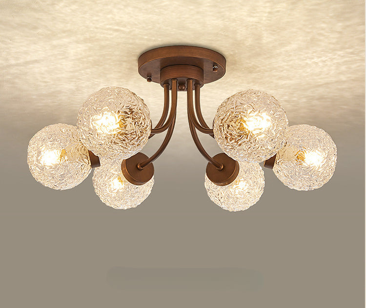 French Vintage Glass Ceiling Light for Living Room