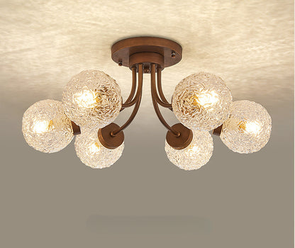 French Vintage Glass Ceiling Light for Living Room