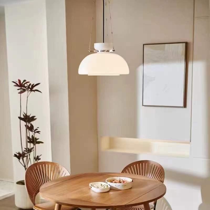 Mid-Century Modern Bauhaus Dome Glass Pendant Light 