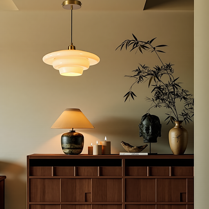 Mid Century Style Milk White Glass Pendant Light