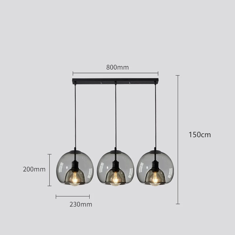 Spherical Glass Pendant Light Modern Double-Layer Globe Smoke & Amber Hanging Lamp