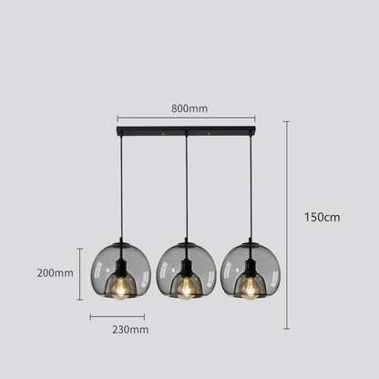 Spherical Glass Pendant Light Modern Double-Layer Globe Smoke & Amber Hanging Lamp