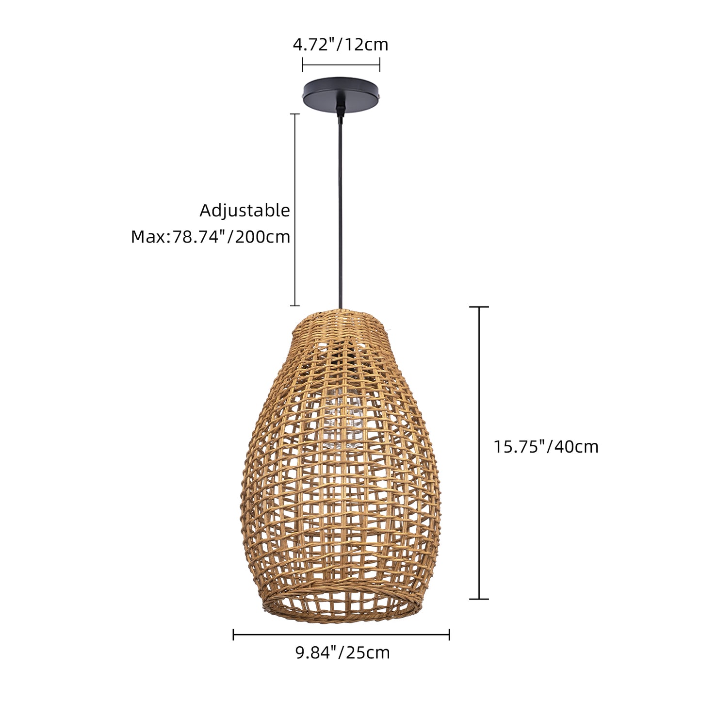 Modern Hand-Woven Rattan Teardrop Pendant Light - Japandi Boho Weave Chandelier