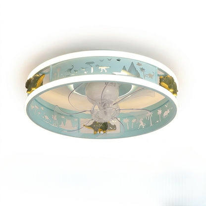 Kids Ceiling Fan with LED Light Cute Round Design