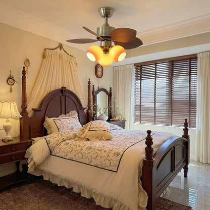 29 Inch Palm Leaf Ceiling Fan with Amber Glass Lights