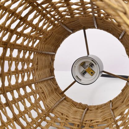 Modern Hand-Woven Rattan Teardrop Pendant Light - Japandi Boho Weave Chandelier