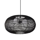 Load image into Gallery viewer, 3-Light Oval Rattan Pendant Light Black Boho Ceiling Fixture