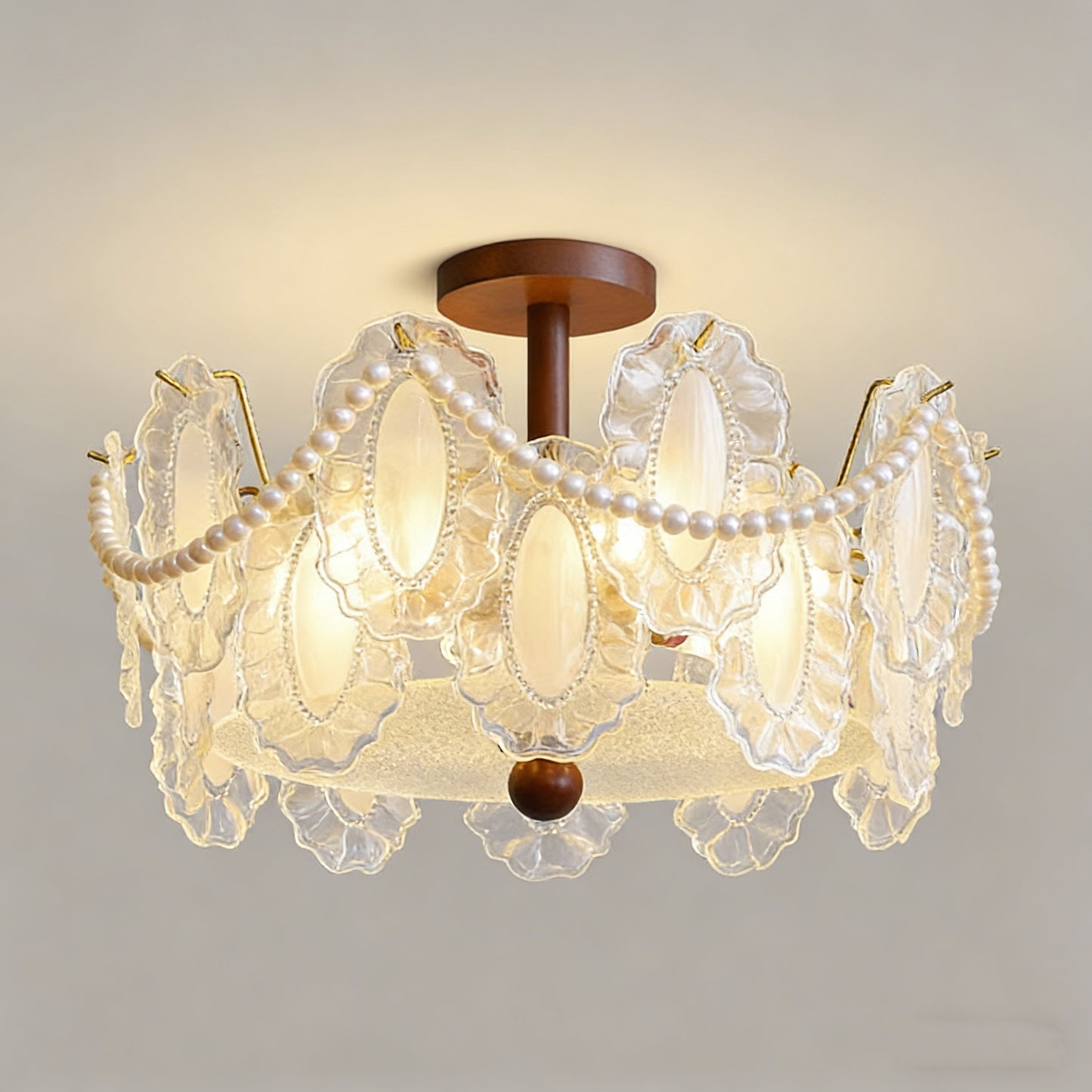French-style Glass Ceiling Lamp for Living Room