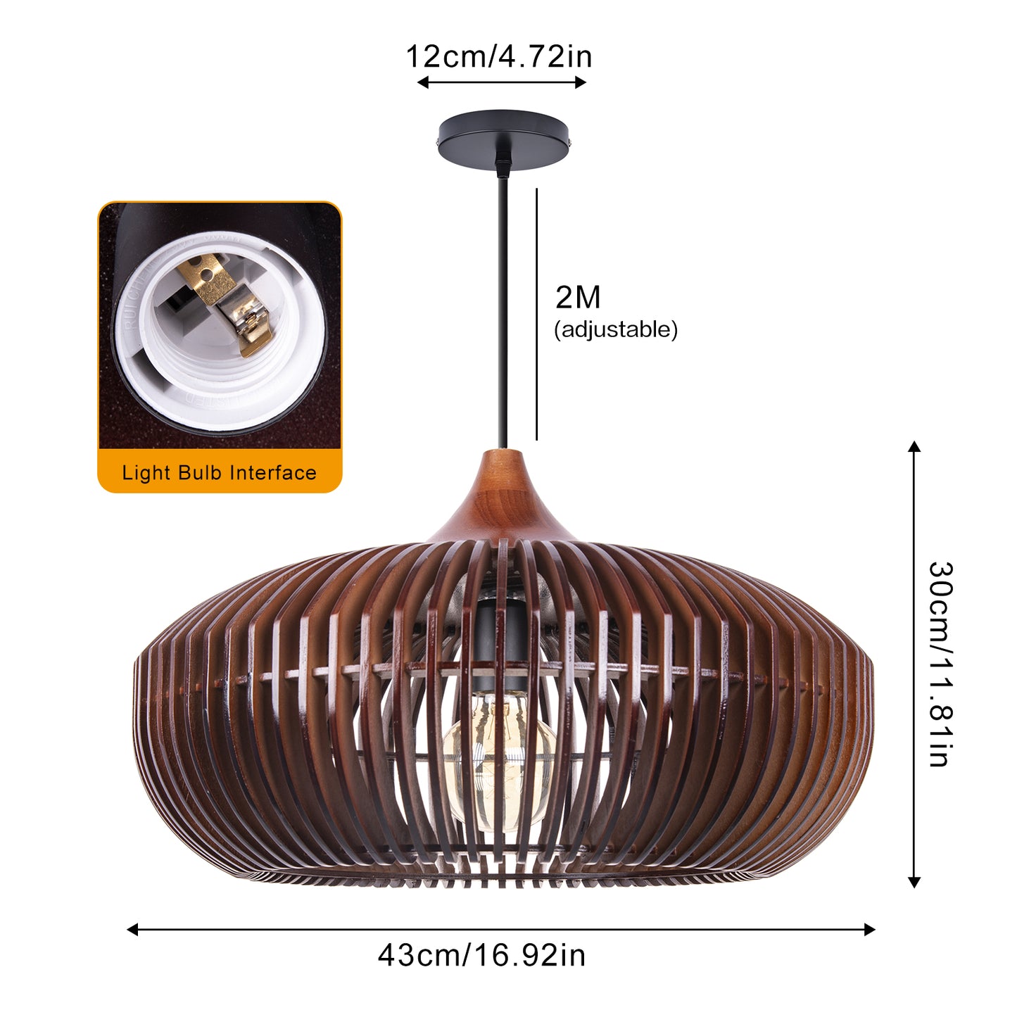Modern Slatted Wood Pendant Light - Nordic Pumpkin Wood Chandelier