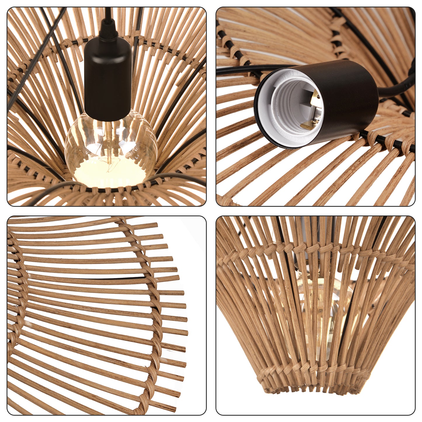 Large Rattan Pendant Light/80 cm/Modern/Ceiling Lamp/Dining room