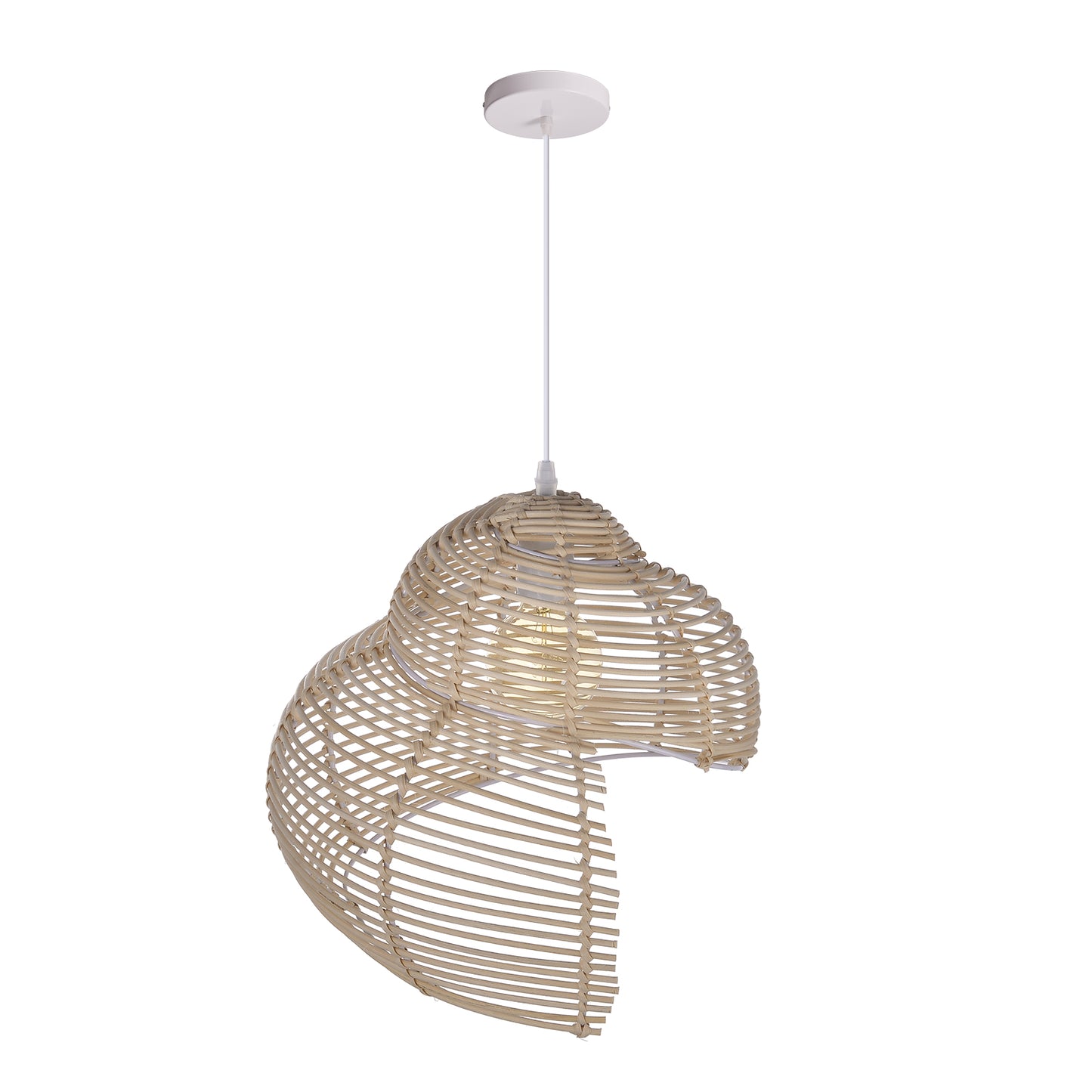 Modern Woven Rattan Ribbon Pendant Light - Japandi Abstract Swirl Lamp
