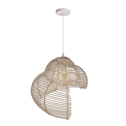 Modern Woven Rattan Ribbon Pendant Light - Japandi Abstract Swirl Lamp