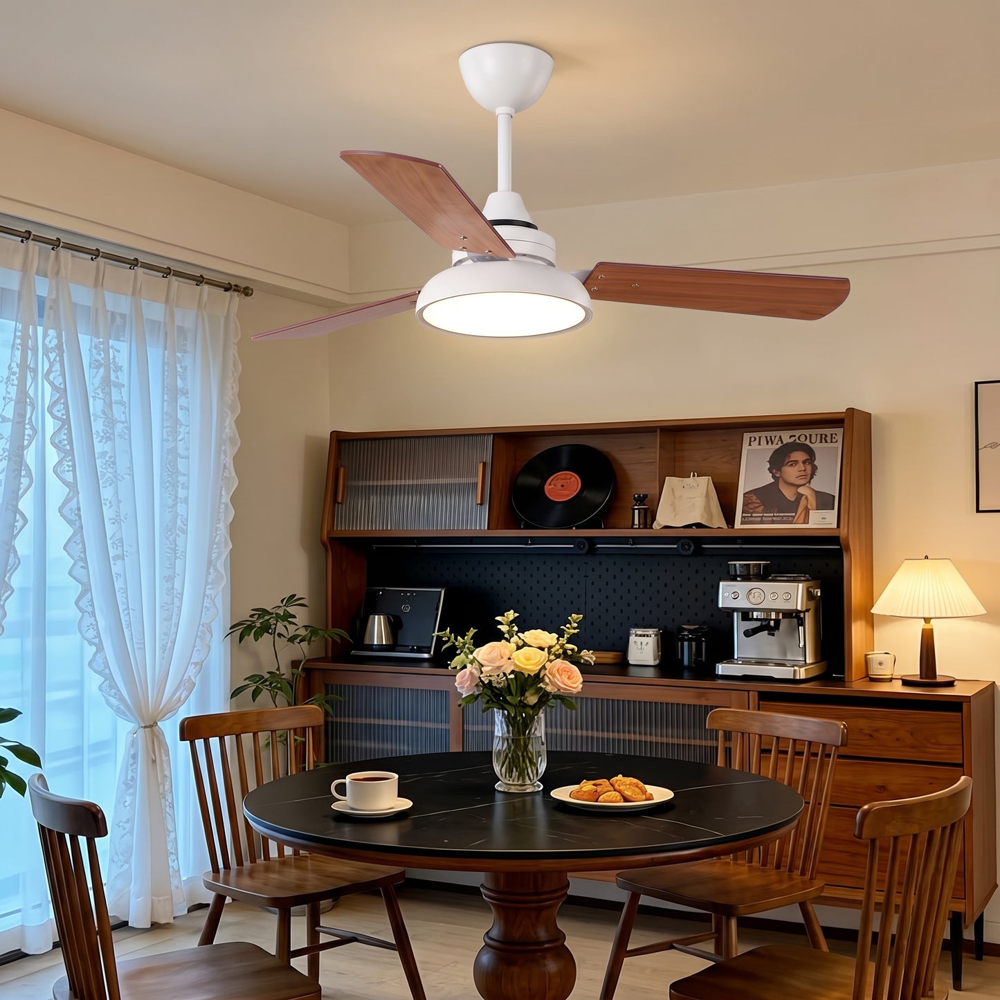 Modern 3-Blade LED Ceiling Fan with Remote - 106cm & 120cm Wood Fan Light