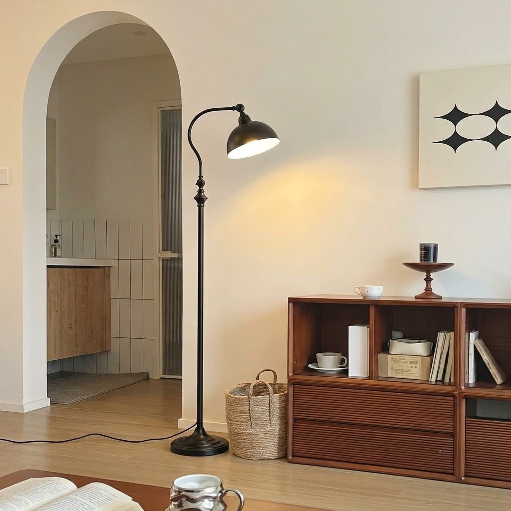 Vintage Adjustable Metal Floor Lamp – Industrial Reading Lamp