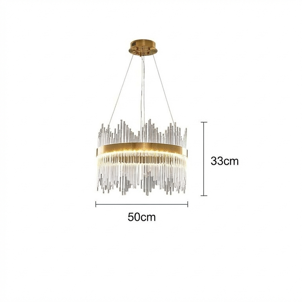 Modern Crystal Wave Chandelier - Luxury Gold Fringe Pendant Light