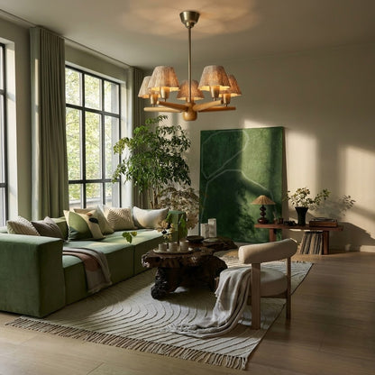 Mid-Century Solid Wood Ceiling Light for Dining Room