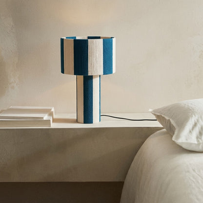 Modern Striped Cotton Cord Table Lamp – Decorative Bedside Light