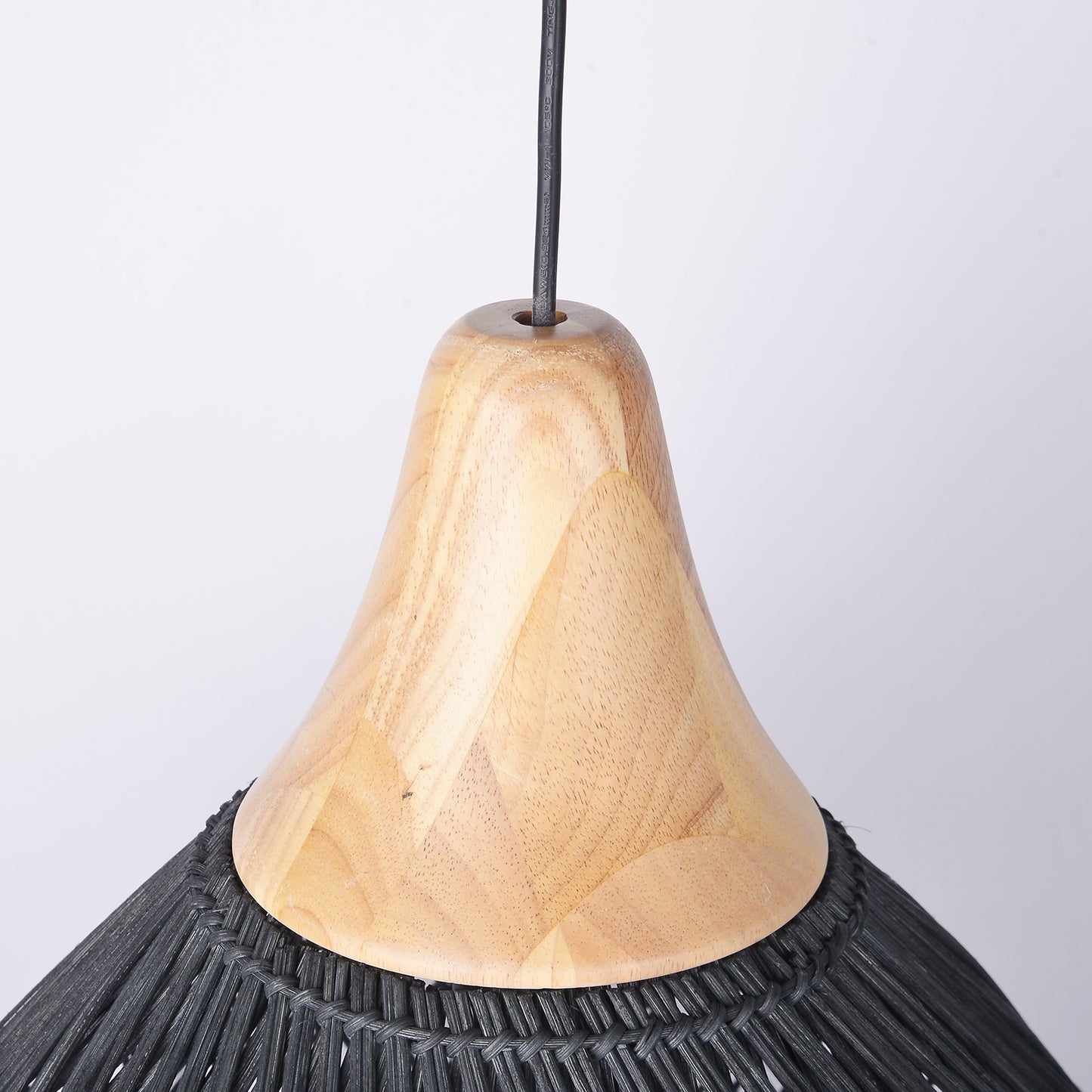 Modern Matte Black Rattan Pendant Light - Industrial Teardrop Chandelier