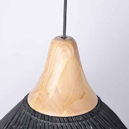 Modern Matte Black Rattan Pendant Light - Industrial Teardrop Chandelier