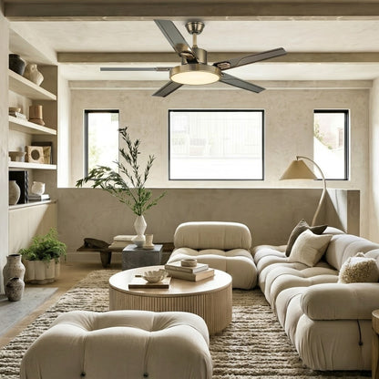 Modern White & Bronze Ceiling Fan with Integrated LED Light