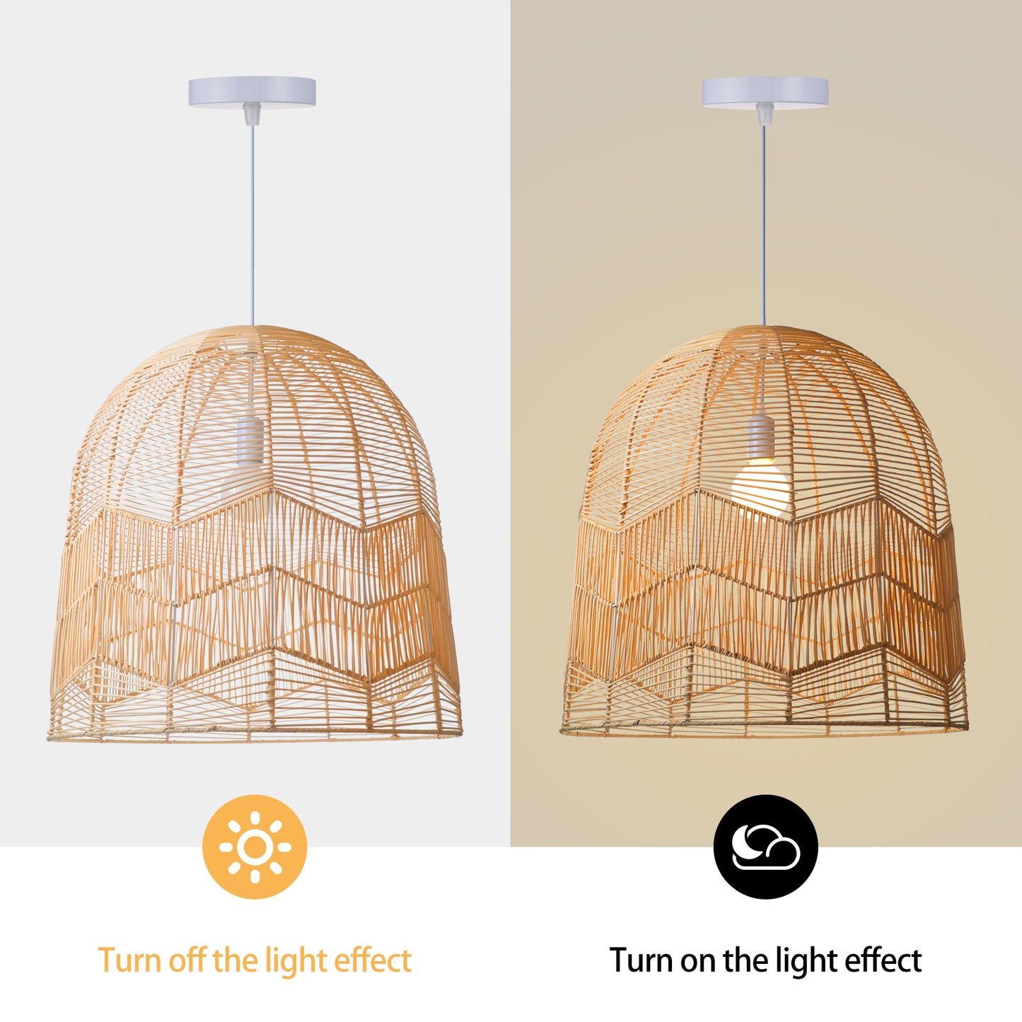 Rattan Pendant Light – Handwoven Natural Bamboo Ceiling Lamp