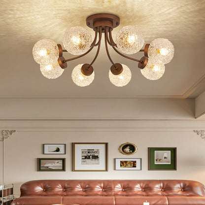 French Vintage Glass Ceiling Light for Living Room