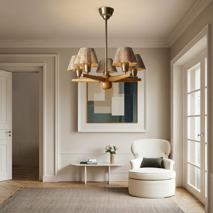 Mid-Century Solid Wood Ceiling Light for Dining Room