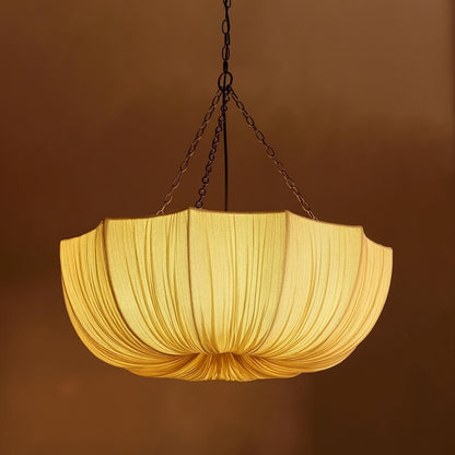 Modern Pleated Fabric Parasol Chandelier - Japandi Organic Modern Pendant Light