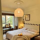 Load image into Gallery viewer, Handwoven Rattan Basket Pendant Light – Boho Coastal Ceiling Lamp-[Modern pendant lighting for bedroom and living space]-Demolights UK